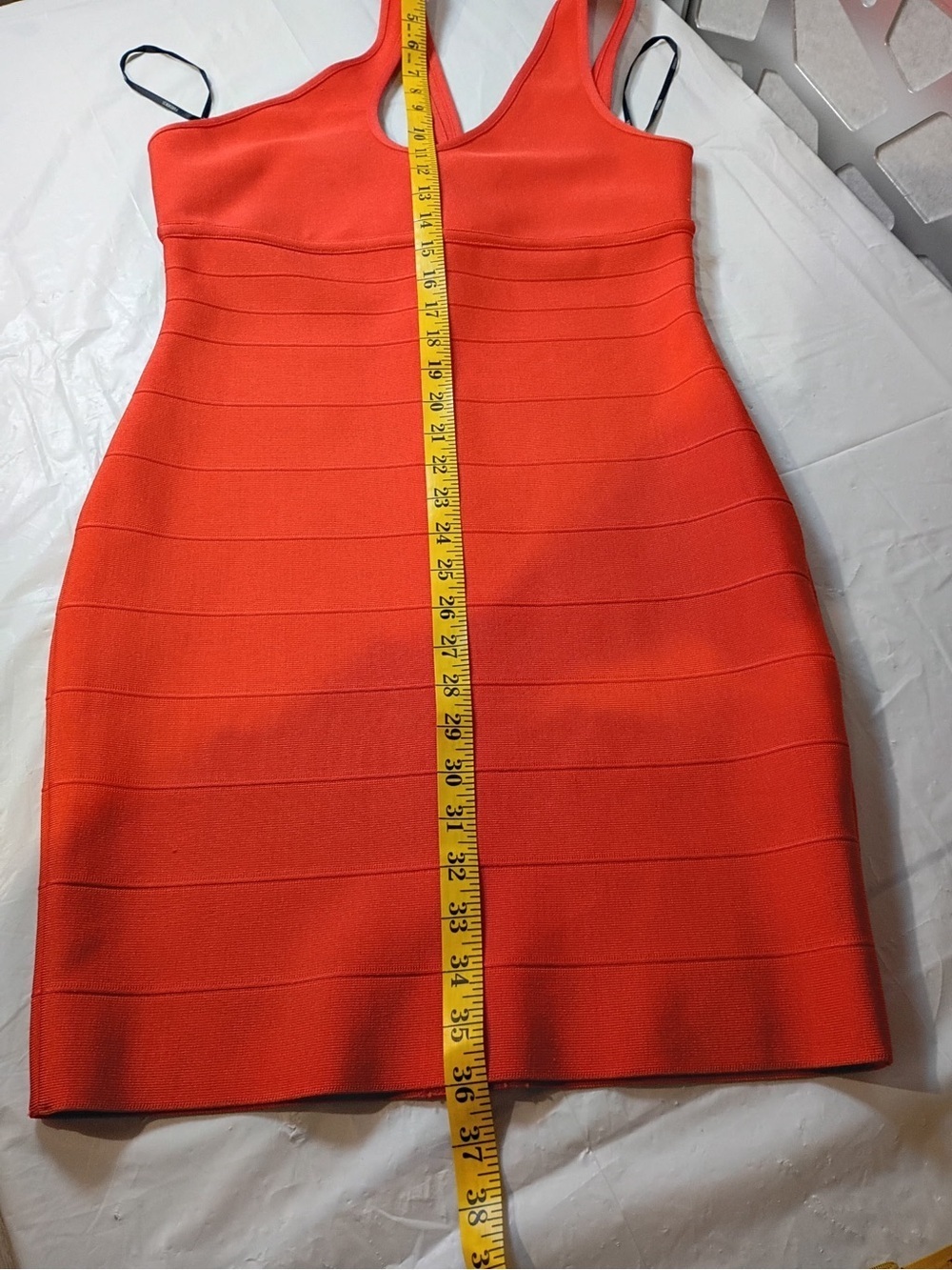 Herve Leger x Forever 21 Bandage Dress One Shoulder Orange Bodycon NWT Size L - Picture 5 of 8